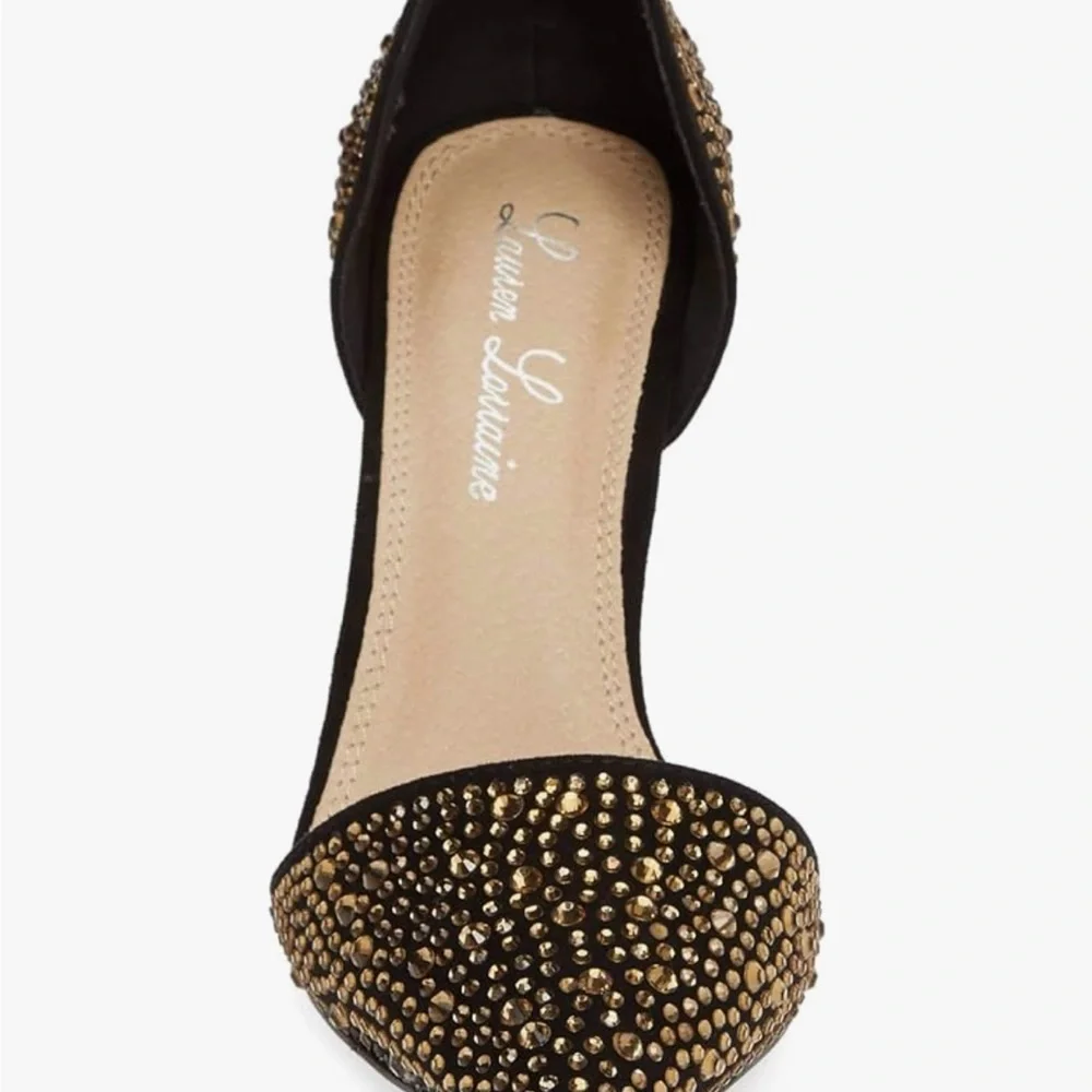 Stunning! Lauren Lorraine  GOLD Crystal Embellished d'Orsay Pump 7 - Picture 2 of 9
